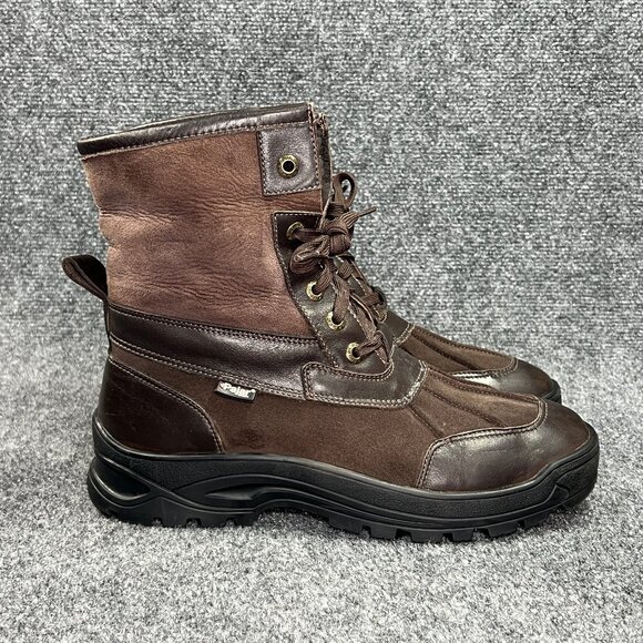 PAJAR Winter Boots Mens Size 9 Brown Leather Ice Gripper Spike Fishing Snow Cold - Picture 2 of 16